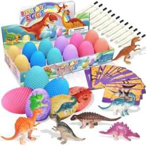 imageDinosaur Eggs Dig Kit Toys  12 Dino Easter Eggs Fossil Eggs Excavation Kit for Kids Easter Party Favor Basket Stuffers STEM Toy Christmas Birthday Gift for Boys Girls Age 3 4 5 6 7 8 9 10  Years Old