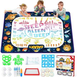 imageJasonwell Aqua Water Doodle Mat 31x31 Inches Large Magic Drawing Doodling Mat Coloring Mat Educational Toys Christmas Birthday Gifts for Kids Toddler Boys Girls Age 2 3 4 5 6 7 8 Year Old AlphabetGalaxy 48X36