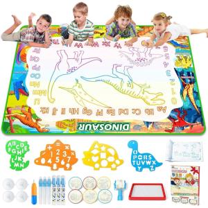 imageJasonwell Aqua Water Doodle Mat 31x31 Inches Large Magic Drawing Doodling Mat Coloring Mat Educational Toys Christmas Birthday Gifts for Kids Toddler Boys Girls Age 2 3 4 5 6 7 8 Year Old AlphabetDinosaur 60X40