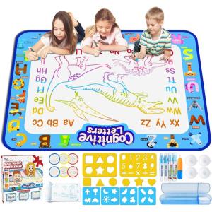 imageJasonwell Aqua Water Doodle Mat 31x31 Inches Large Magic Drawing Doodling Mat Coloring Mat Educational Toys Christmas Birthday Gifts for Kids Toddler Boys Girls Age 2 3 4 5 6 7 8 Year Old AlphabetAlphabet 40X32