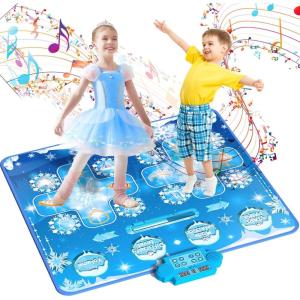 imageKids Dance Mat Toys  2Player Dance Pad Gifts for Girls Boys Toddlers 3 4 5 6 7 8 9  Year Old Electronic Dancing Mat Floor Games Toy with Music Light Christmas Birthday Gift Purple2playerBlue