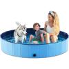 imageJasonwell Foldable Dog Pet Bath Pool Collapsible Dog Pet Pool Bathing Tub Kiddie Pool Doggie Wading Pool for Puppy Small Medium Large Dogs Cats and Kids 48quot GreyMdf Wood Blue