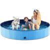 imageJasonwell Foldable Dog Pet Bath Pool Collapsible Dog Pet Pool Bathing Tub Kiddie Pool Doggie Wading Pool for Puppy Small Medium Large Dogs Cats and Kids 48quot GreyPlastic Board Blue