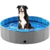 imageJasonwell Foldable Dog Pet Bath Pool Collapsible Dog Pet Pool Bathing Tub Kiddie Pool Doggie Wading Pool for Puppy Small Medium Large Dogs Cats and Kids 48quot GreyMdf Wood Gray