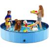 imageJasonwell Foldable Dog Pet Bath Pool Collapsible Dog Pet Pool Bathing Tub Kiddie Pool Doggie Wading Pool for Puppy Small Medium Large Dogs Cats and Kids 48quot GreyPlastic Board Blue