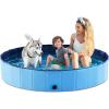 imageJasonwell Foldable Dog Pet Bath Pool Collapsible Dog Pet Pool Bathing Tub Kiddie Pool Doggie Wading Pool for Puppy Small Medium Large Dogs Cats and Kids 48quot GreyPlastic Board Blue