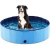 imageJasonwell Foldable Dog Pet Bath Pool Collapsible Dog Pet Pool Bathing Tub Kiddie Pool Doggie Wading Pool for Puppy Small Medium Large Dogs Cats and Kids 48quot GreyPlastic Board Blue