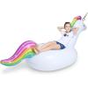 imageJasonwell Giant Inflatable Unicorn Pool Float Floatie Ride On with Fast Valves Large Rideable Blow Up Summer Beach Swimming Pool Party Lounge Raft Decorations Toys Kids AdultsXL Rainbow w stars