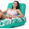 imageJasonwell Inflatable Pool Float Adult  Pool Floaties Lounger Floats Raft Floating Chair Water Floaty for Swimming Pool Lake Lounge Float with Cup Holders Beach Pool Party Toys for Adults KidsTropical Green