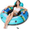 imageJasonwell Inflatable River Tube Float  Heavy Duty River Float Pool Floats Lake Premium Water Tubes for Floating Recreational River Raft Lounge Floaties with 2 Cup Holders for AdultCyan