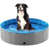imageJasonwell Foldable Dog Pet Bath Pool Collapsible Dog Pet Pool Bathing Tub Kiddie Pool Doggie Wading Pool for Puppy Small Medium Large Dogs Cats and Kids 48quot GreyMdf Wood Gray