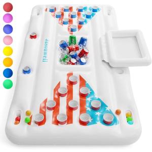 imageJasonwell Beer Pong Pool Float  Inflatable Pool Beer Pong Table Party Pool Games Accessories for Adults 6 Feet Inflatable Pool Lounge Raft Toys with Cooler and 8 Pong Balls