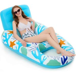 imageJasonwell Inflatable Pool Float Adult  Pool Floaties Lounger Floats Raft Floating Chair Water Floaty for Swimming Pool Lake Lounge Float with Cup Holders Beach Pool Party Toys for Adults KidsOcean Blue