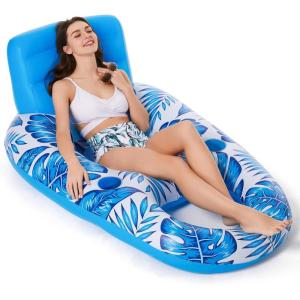 imageJasonwell Inflatable Pool Float Adult  Pool Floaties Lounger Floats Raft Floating Chair Water Floaty for Swimming Pool Lake Lounge Float with Cup Holders Beach Pool Party Toys for Adults KidsBlue