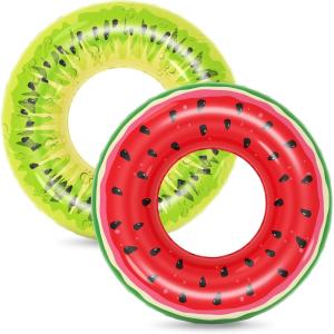 imageJasonwell Inflatable Pool Floats Kids  3 Pack Floaties Pool Tubes Swim Rings Fruit Water Floaty Watermelon Kiwi Orange Inflatable Pool Toys Float for Swimming Pool Party Lake Beach Kids Adults2 PACK for Kids