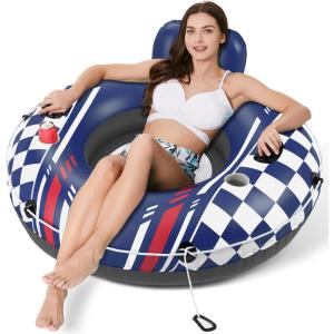imageJasonwell Inflatable River Tube Float  Heavy Duty River Float Pool Floats Lake Premium Water Tubes for Floating Recreational River Raft Lounge Floaties with 2 Cup Holders for AdultDarkblue