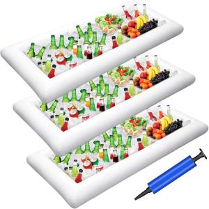 imageJasonwell Inflatable Serving Bars Ice Buffet Salad Serving Trays Food Drink Holder Cooler Containers Indoor Outdoor BBQ Picnic Pool Party Supplies Luau Cooler w Drain Plug3 PCS