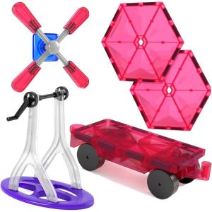 imageJasonwell Magnetic Car Truck Wheels Magnetic Vehicles Set Ferris Wheel Kit Propeller Windmill Playset for Magnetic Tiles Magnet Toys 3D Building Blocks Accessories for Toddlers Boys GirlsMagnetic Car  Ferris Wheel