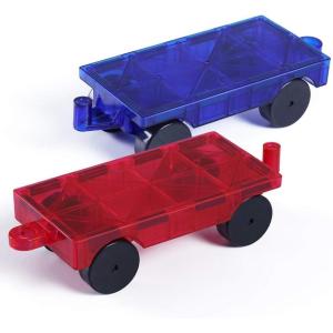 imageJasonwell Magnetic Car Truck Wheels Magnetic Vehicles Set Ferris Wheel Kit Propeller Windmill Playset for Magnetic Tiles Magnet Toys 3D Building Blocks Accessories for Toddlers Boys GirlsMagnetic Cars Blue  Red