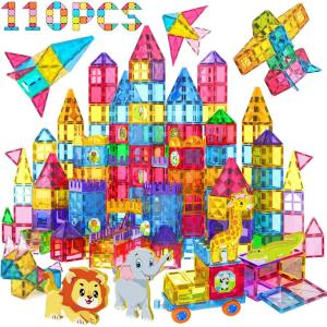 imageJasonwell Magnetic Tiles Kids Magnetic Blocks Building Sets 3D Magnet Tile Building Blocks Toy Construction Educational STEM Toys Gifts for Toddlers Boys Girls 3 4 5 6 7 8 9 10  Year Old110PCS Set