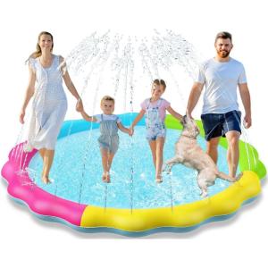 imageJasonwell Splash Pad Sprinkler Play Mat for Kids Outdoor Water Toys Inflatable for Baby Toddler Boys Girls Children Age 18 Months Outside Backyard Dog PoolNonslip 87