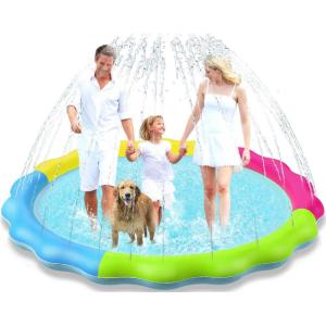 imageKids Dog Splash Pad Sprinkler  Jasonwell Non Slip Dog Sprinkler Pad Splash Pool Puppy Dogs Pool Summer Outdoor Water Toys Backyard Durable Splash Pad for Toddlers Kids Small Medium Large Dogs PetRainbow76