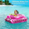 imageInflatable Tank Pool Floats Adults  Jasonwell Kids Pool Floaties Swimming Pool Tank with Water Cannon Gun Swim Floaty Rafts Lake Beach Party Pool Toys for Boys Girls Kids AdultsRose