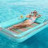 imageInflatable Tanning Pool Lounger Float  Jasonwell 4 in 1 Sun Tan Tub Sunbathing Pool Lounge Raft Floatie Toys Water Filled Bed Mat Pad for Adult Blow Up Kiddie Pool Kids Ball Pit Pool Lgreen w reflective base