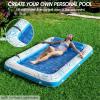 imageInflatable Tanning Pool Lounger Float  Jasonwell 4 in 1 Sun Tan Tub Sunbathing Pool Lounge Raft Floatie Toys Water Filled Bed Mat Pad for Adult Blow Up Kiddie Pool Kids Ball Pit Pool Lblue