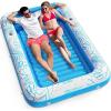 imageInflatable Tanning Pool Lounger Float  Jasonwell 4 in 1 Sun Tan Tub Sunbathing Pool Lounge Raft Floatie Toys Water Filled Bed Mat Pad for Adult Blow Up Kiddie Pool Kids Ball Pit Pool Lblue