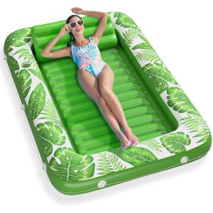 imageInflatable Tanning Pool Lounger Float  Jasonwell 4 in 1 Sun Tan Tub Sunbathing Pool Lounge Raft Floatie Toys Water Filled Bed Mat Pad for Adult Blow Up Kiddie Pool Kids Ball Pit Pool Lgreen
