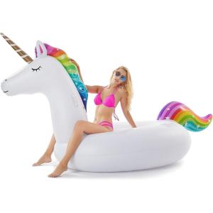 imageJasonwell Giant Inflatable Unicorn Pool Float Floatie Ride On with Fast Valves Large Rideable Blow Up Summer Beach Swimming Pool Party Lounge Raft Decorations Toys for Kids Adults