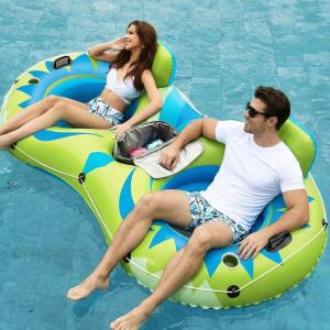 image:imageJasonwell Inflatable River Tube Float  2 Person Heavy Duty River Float Pool Floats with Removable Cooler Lake Water Tubes for Floating River Raft Lounge Floatie with 2 Cup Holders for Adults GreenOwlLime