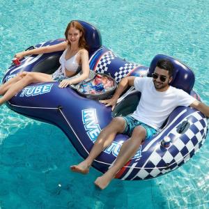 image:imageJasonwell Inflatable River Tube Float  2 Person Heavy Duty River Float Pool Floats with Removable Cooler Lake Water Tubes for Floating River Raft Lounge Floatie with 2 Cup Holders for Adults GreenDoubleTubeBlue