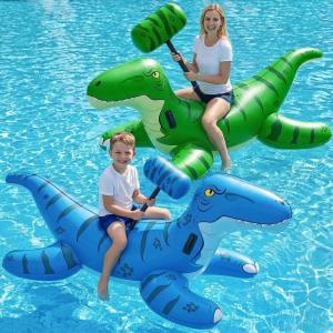 image:imageJasonwell Pool Games Toys Floats 2Pack Inflatable Dinosaur Pool Floats with Blow Up Toy Hammers Ride on Pool Floaties for Kids Teens Adults Lounge Raft Summer Lake Beach Party DecorationsGreenBlue