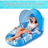image:imageJasonwell Pool Float with Canopy  Inflatable Pool Floaties Adult Lounger Floats Raft Floating Chair with Cup Holders for Swimming Pool Lake Water Lounge Float Beach Pool Party Toys for AdultsBlue