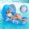 image:imageJasonwell Pool Float with Canopy  Inflatable Pool Floaties Adult Lounger Floats Raft Floating Chair with Cup Holders for Swimming Pool Lake Water Lounge Float Beach Pool Party Toys for AdultsBlue