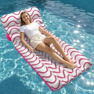 image:imageJasonwell Inflatable Pool Float Adult  UltraComfort Soft Fabric Pool Floaties Lounge Floats Floating Chair Raft with Adjustable Backrest Air Lounger Tanning Float for Pool Beach PartyWave