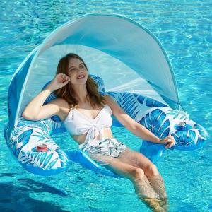 image:imageJasonwell Pool Float with Canopy  Inflatable Pool Floaties Adult Floating Pool Chair Lounge Floats for Swimming Pool Water Chair Pool Lounger with Cup Holders Pool Toy Party Floaty for Adultblue