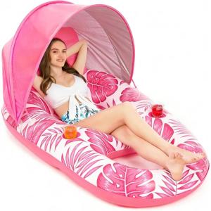 image:imageJasonwell Pool Float with Canopy  Inflatable Pool Floaties Adult Lounger Floats Raft Floating Chair with Cup Holders for Swimming Pool Lake Water Lounge Float Beach Pool Party Toys for AdultsRose