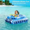 image:imageTank Pool Floats Kids Adults  Jasonwell Inflatable Pool Floaties Swimming Pool Tank with Water Cannon Gun Swim Floaty Rafts Lake Beach Party Pool Toys for Boys Girls Toddlers Kids Adults Rose LBlue