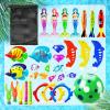 image:imageJasonwell Pool Diving Toys Games  32PCS Swimming Mermaid Pool Toys with Dive Rings Gems Beach Ball Underwater Treasures Torpedo Bandits Fish Swim Toy etc Bath Water Toy Training Gifts for Kids Adult32PCS