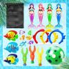 image:imageJasonwell Pool Diving Toys Games  32PCS Swimming Mermaid Pool Toys with Dive Rings Gems Beach Ball Underwater Treasures Torpedo Bandits Fish Swim Toy etc Bath Water Toy Training Gifts for Kids Adult20PCS