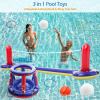 image:imageJasonwell Pool Toys Games Set  3 in 1 Pool Volleyball Net Basketball Hoop Ring Toss Game Inflatable Floats Water Floating Volleyball Swimming Pools Games Party Gift for Kids Adults BlueampYellow XLRedblue