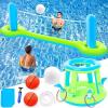 image:imageJasonwell Pool Toys Games Set  3 in 1 Pool Volleyball Net Basketball Hoop Ring Toss Game Inflatable Floats Water Floating Volleyball Swimming Pools Games Party Gift for Kids Adults BlueampYellow XLGreenblue