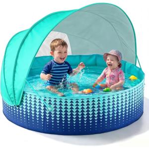 image:imageJasonwell Kiddie Baby Pool with Canopy  Foldable Infant Toddler Kids Pool with Shade Baby Beach Essentials Tent Swimming Wading Pools for Toddlers 13  Kids Dogs Ball Pit Backyard Water Play G 63Green