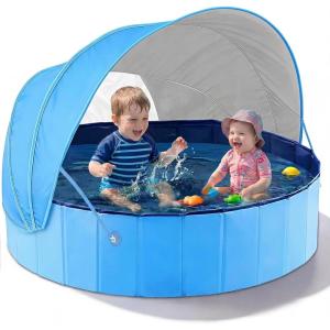 image:imageJasonwell Kiddie Baby Pool with Canopy  Foldable Infant Toddler Kids Pool with Shade Baby Beach Essentials Tent Swimming Wading Pools for Toddlers 13  Kids Dogs Ball Pit Backyard Water Play G 63Blue