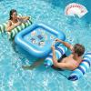 image:imageJasonwell Pool Floats Adult Games  2 Pack Fabric Inflatable Pool Floaties Water Hammock Chair w Floating Table Waterproof Playing Cards Party Game Toys Lake Lounger Raft Pool Hammock Float FloatyBlueGreen