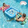 image:imageJasonwell Pool Floats Adult Games  2 Pack Fabric Inflatable Pool Floaties Water Hammock Chair w Floating Table Waterproof Playing Cards Party Game Toys Lake Lounger Raft Pool Hammock Float FloatyGreenRose